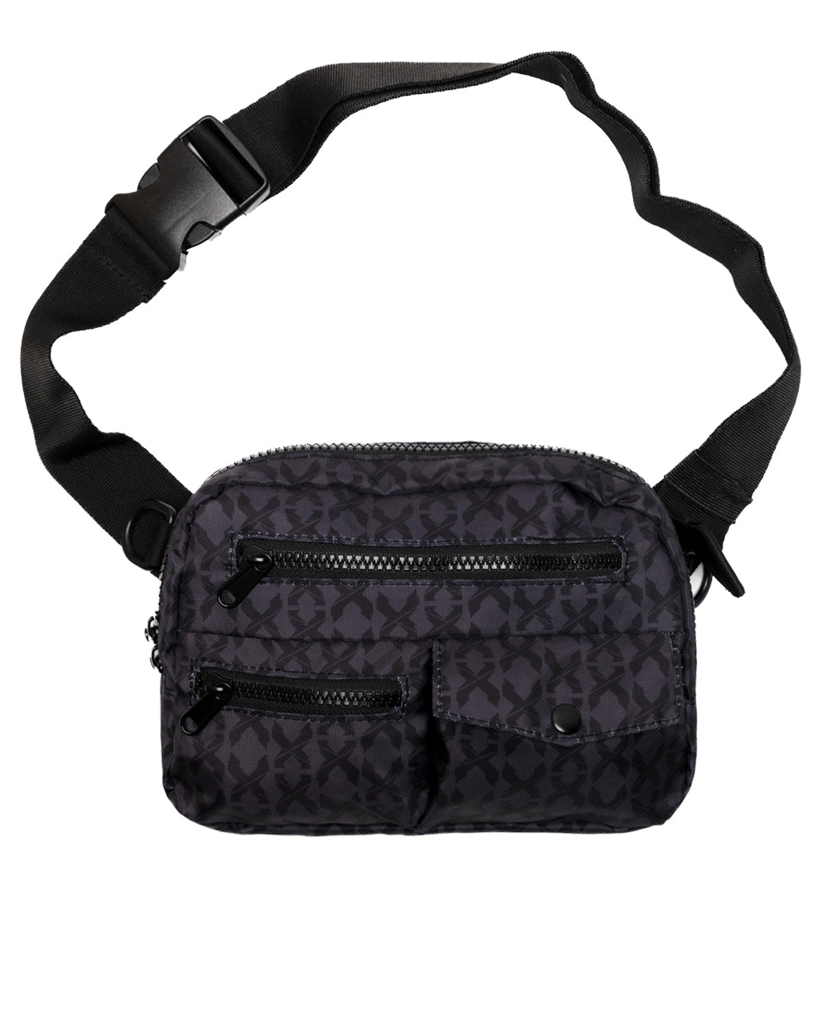 Sliced Logo All-Over Waist Bag (Black/Black)