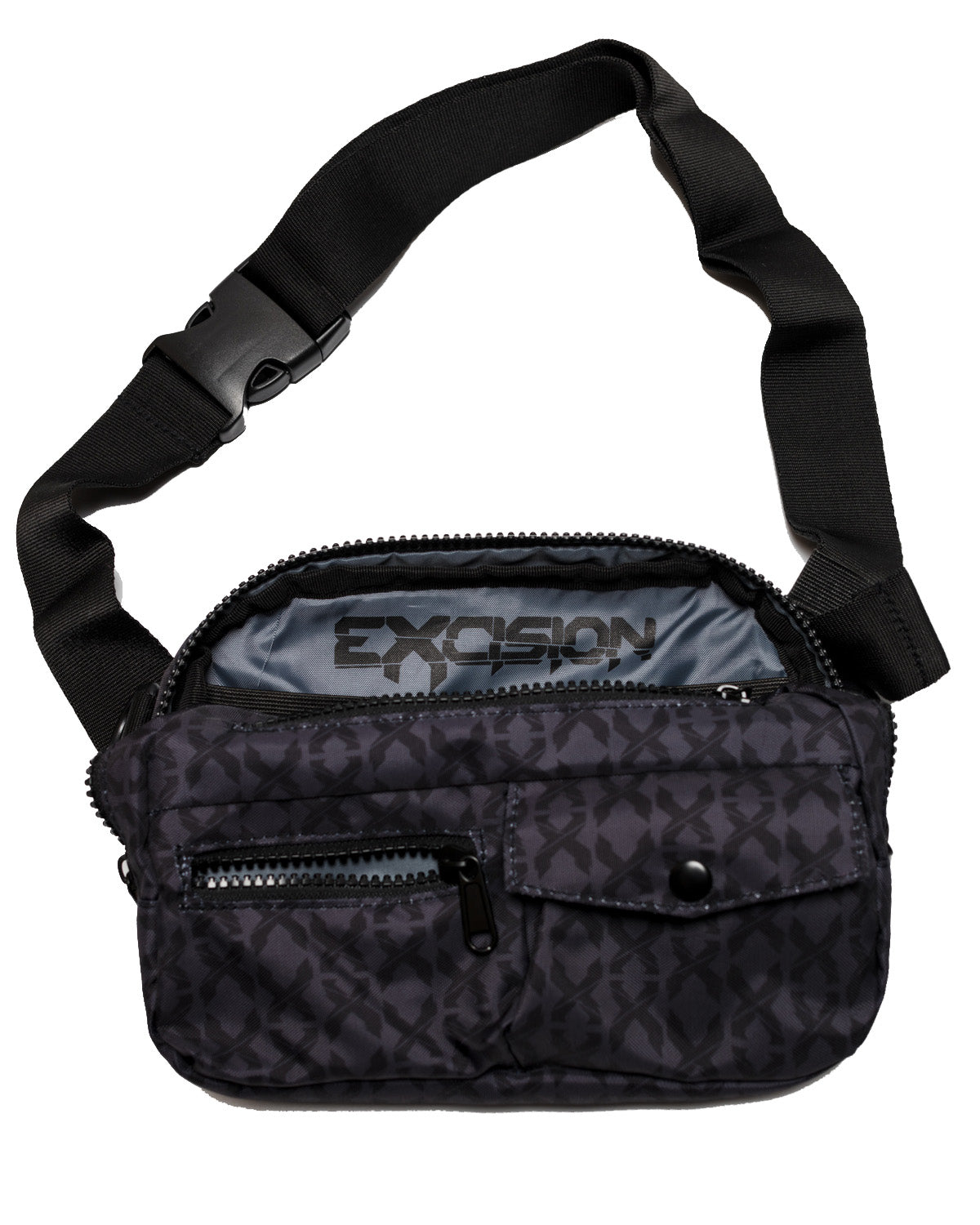 Sliced Logo All-Over Waist Bag (Black/Black)