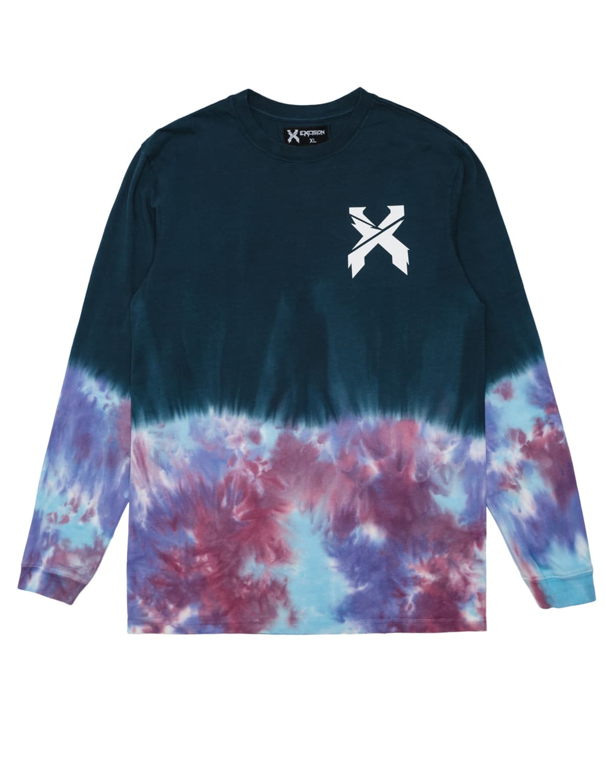 Sliced Logo Split Tie Dye Long Sleeve Tee (Slate Blue/Tie Dye)