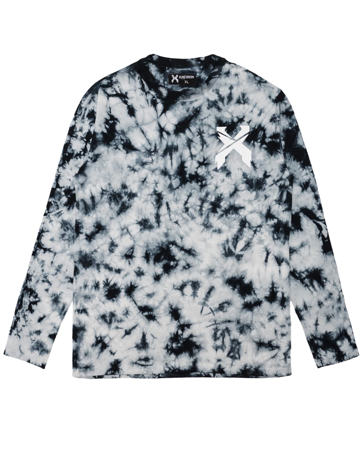 Sliced Logo Tie Dye Long Sleeve Tee (Black/White)