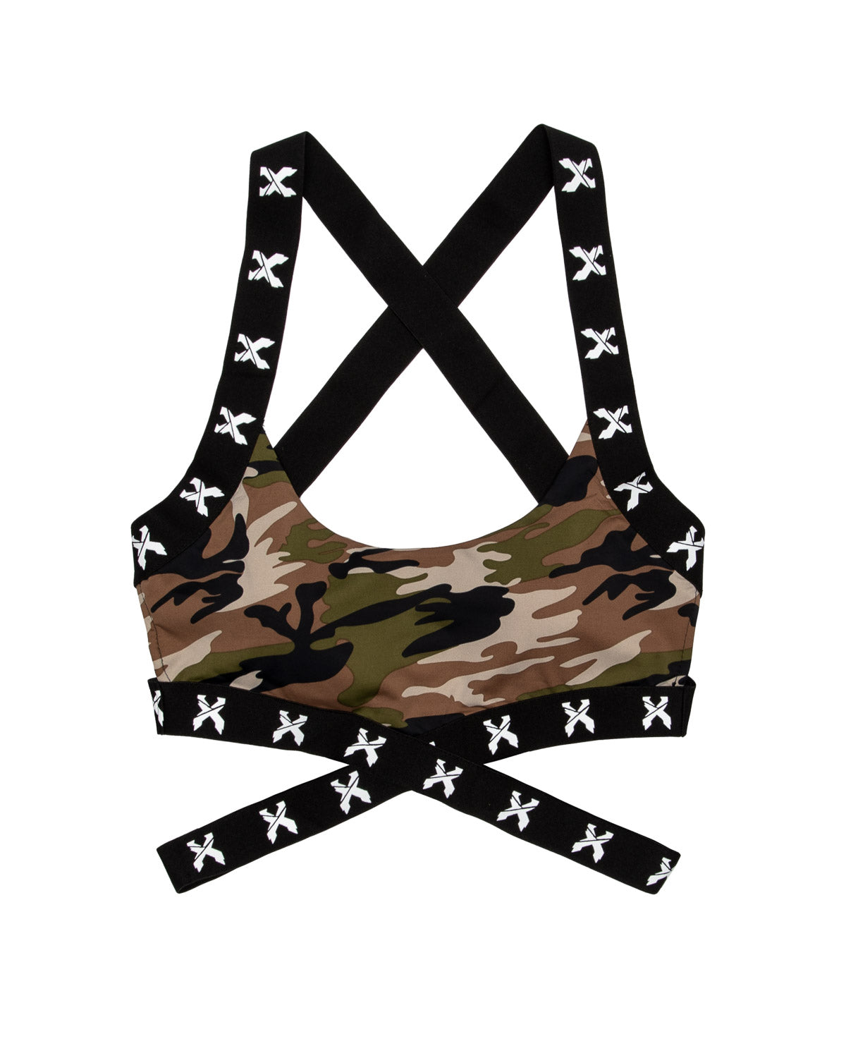 Sliced Logo X Cross Sports Bra (Camo)