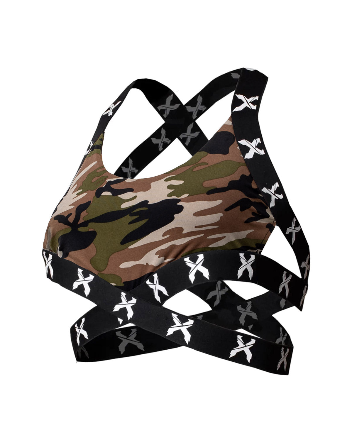 Sliced Logo X Cross Sports Bra (Camo)