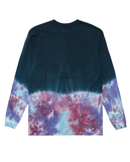 Sliced Logo Split Tie Dye Long Sleeve Tee (Slate Blue/Tie Dye)