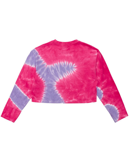 Sliced Logo Women's Long Sleeve Cropped Tee (Pink/Purple Tie Dye)