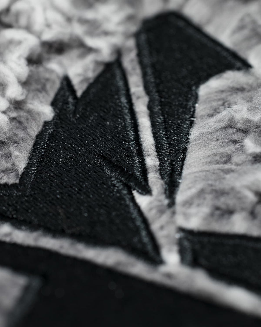 Sliced Logo Zip Up Sherpa Jacket (Grey)