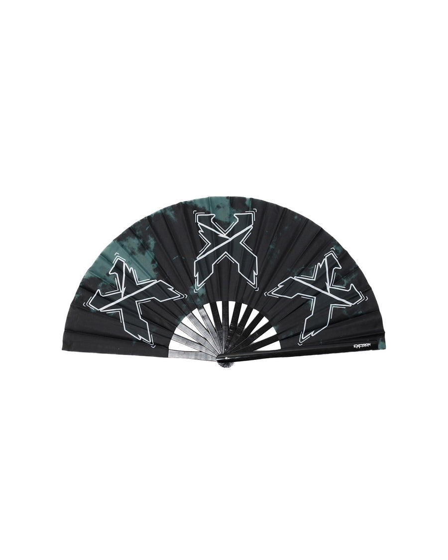 Sliced Logo Tie Dye Folding Hand Fan (Black/Grey)