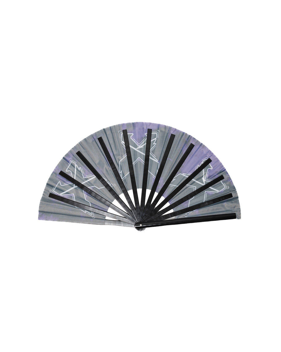 Sliced Logo Tie Dye Folding Hand Fan (Black/Purple)