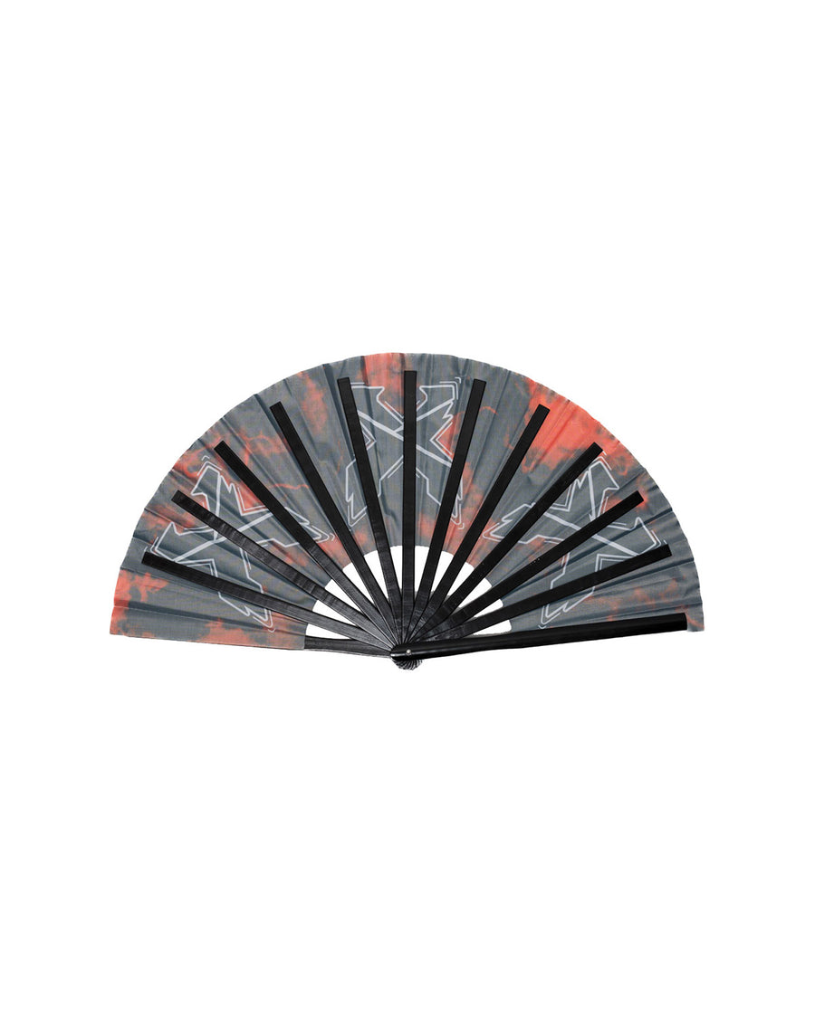 Sliced Logo Tie Dye Folding Hand Fan (Black/Red)