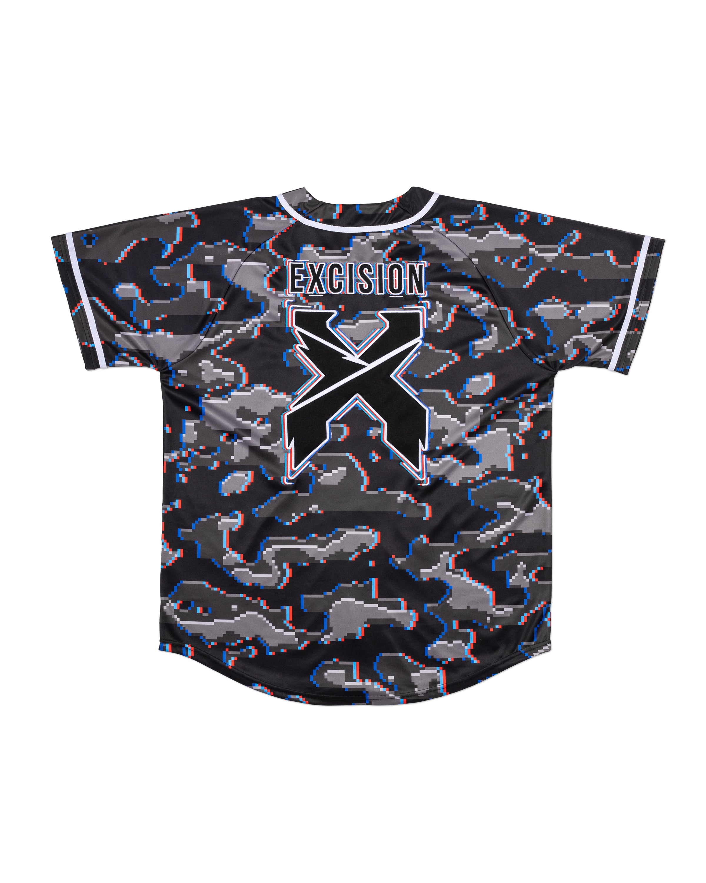 Excision Black/Red/Blue Camo Baseball Jersey - Excision