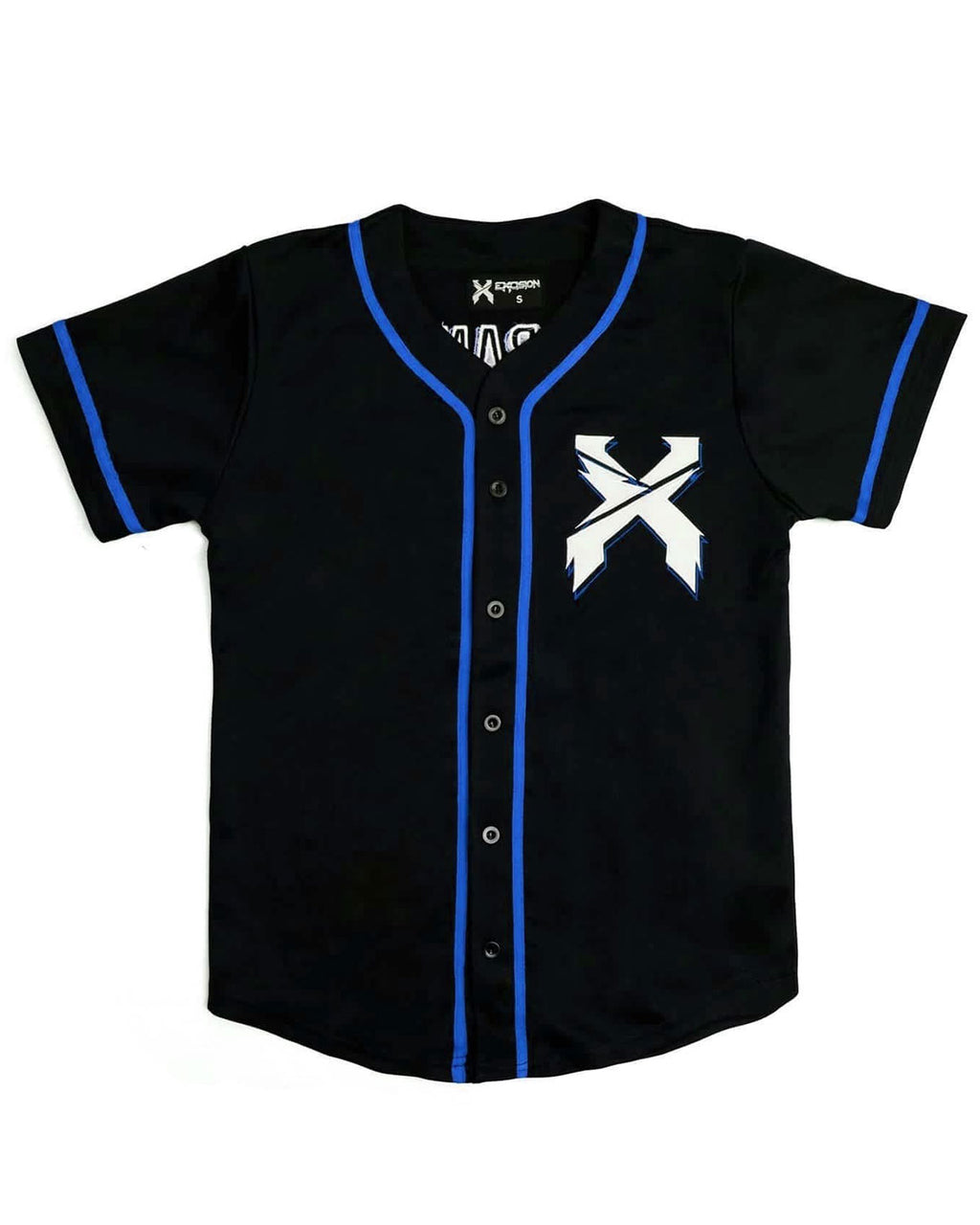 Headbanger Baseball Jersey (Blue/Black Gradient)