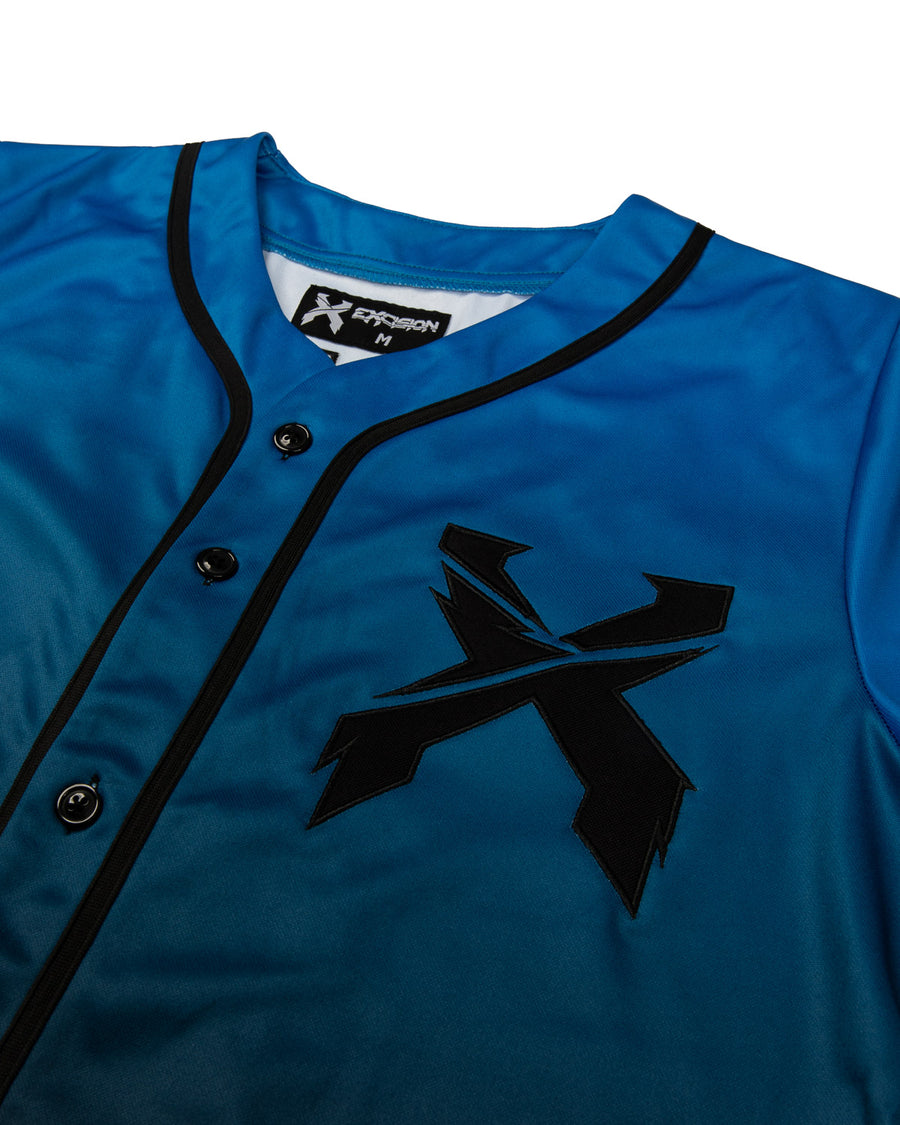 Headbanger Baseball Jersey (Blue/Black Gradient)