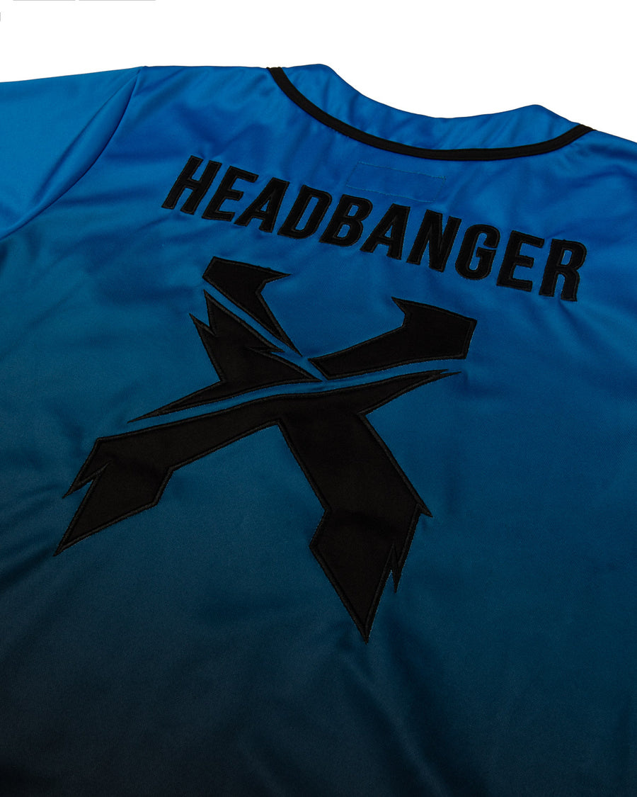 Headbanger Baseball Jersey (Blue/Black Gradient)