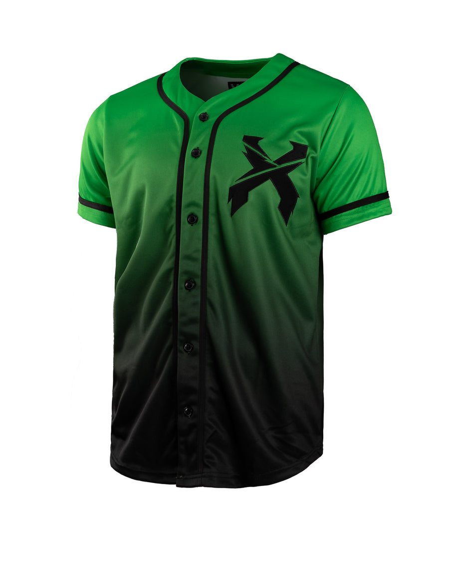 Headbanger Baseball Jersey (Green/Black Gradient)