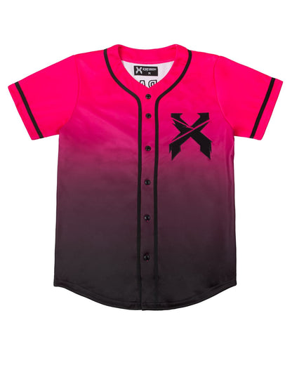 Headbanger Baseball Jersey (Neon Pink/Black Gradient)