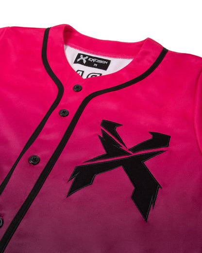 Headbanger Baseball Jersey (Neon Pink/Black Gradient)