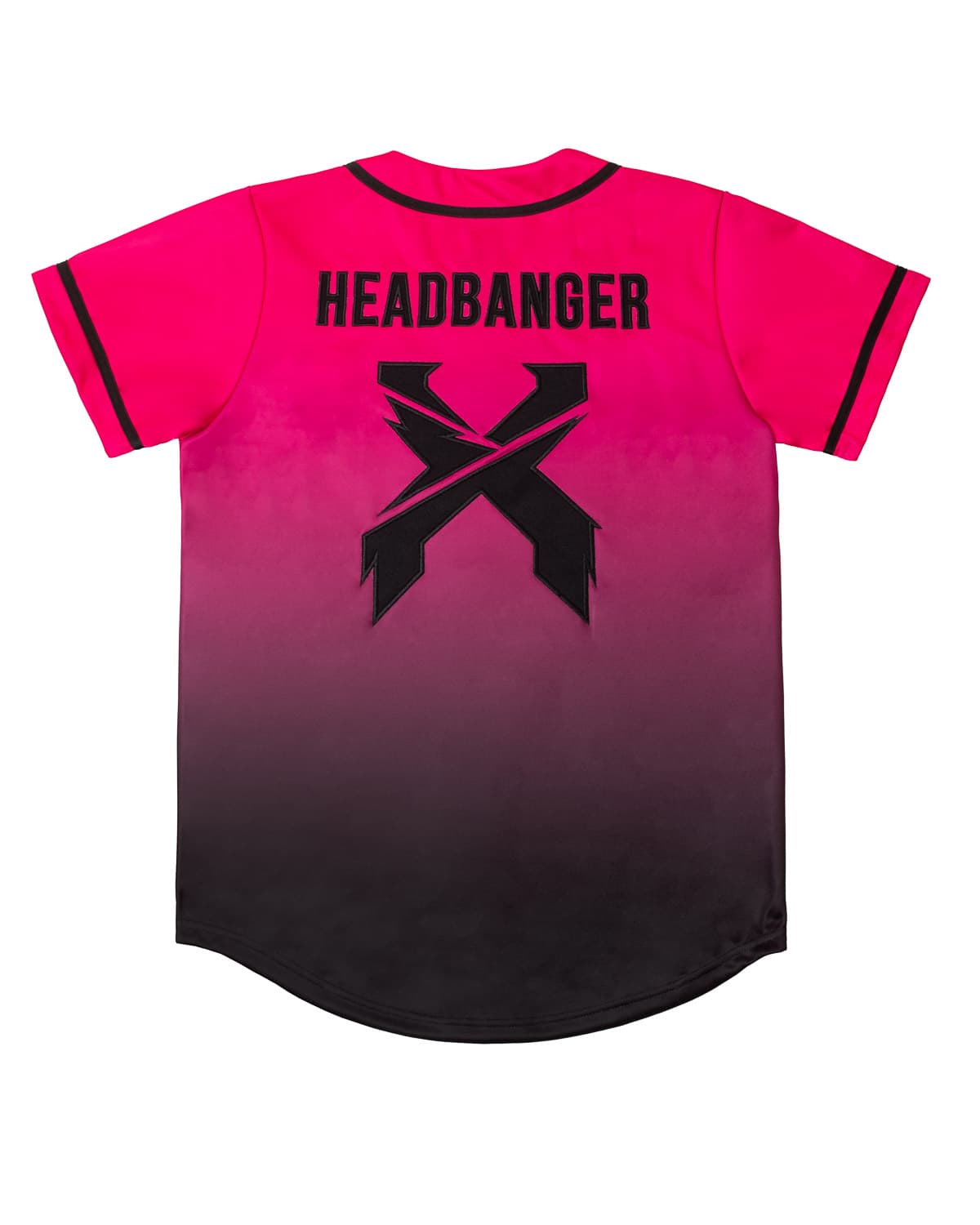 Headbanger Baseball Jersey (Neon Pink/Black Gradient)