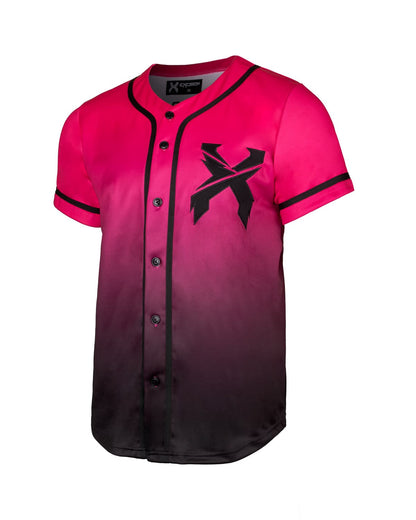 Headbanger Baseball Jersey (Neon Pink/Black Gradient) - Excision