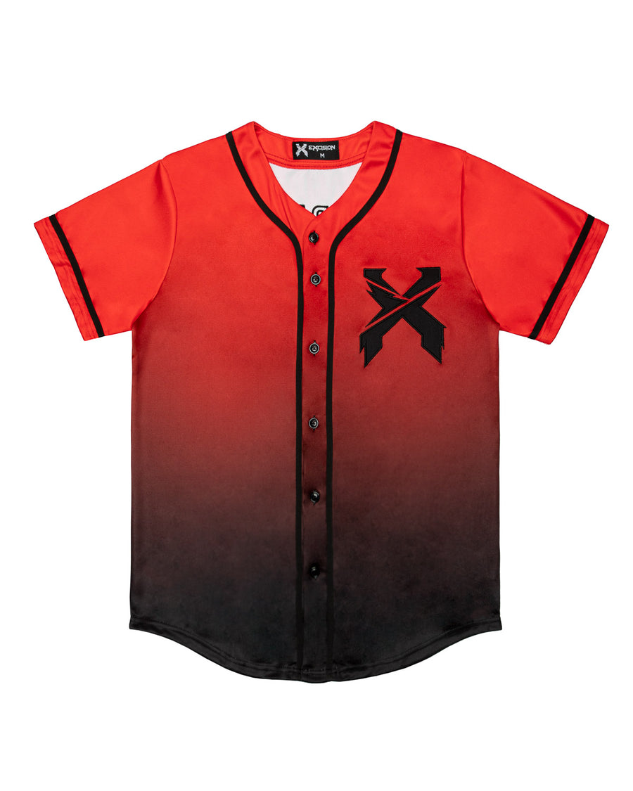 Headbanger Baseball Jersey (Red/Black Gradient)