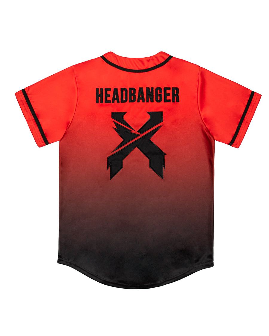 Headbanger Baseball Jersey (Red/Black Gradient)