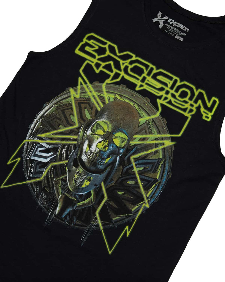 Lazer Skull Unisex Sleeveless T-Shirt (Black/Green)