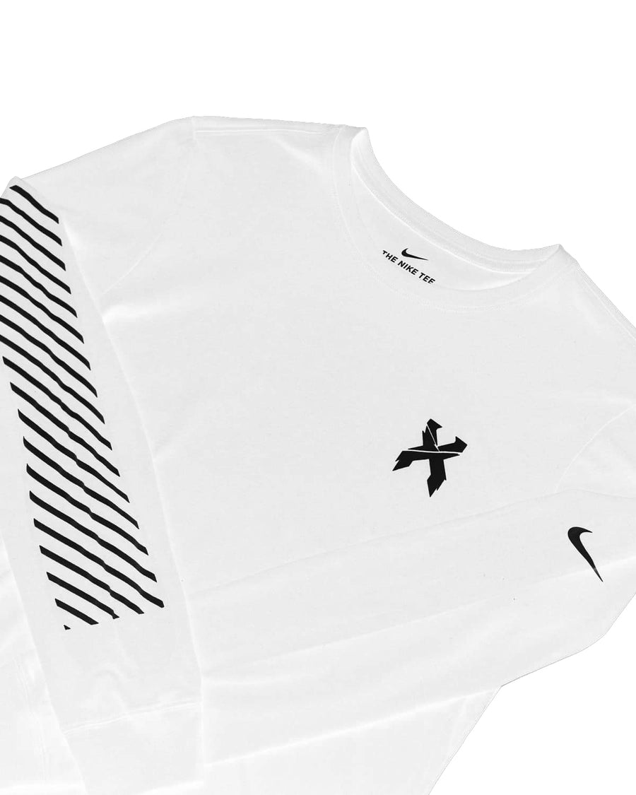 Sliced Logo Nike Long Sleeve Tee (White)