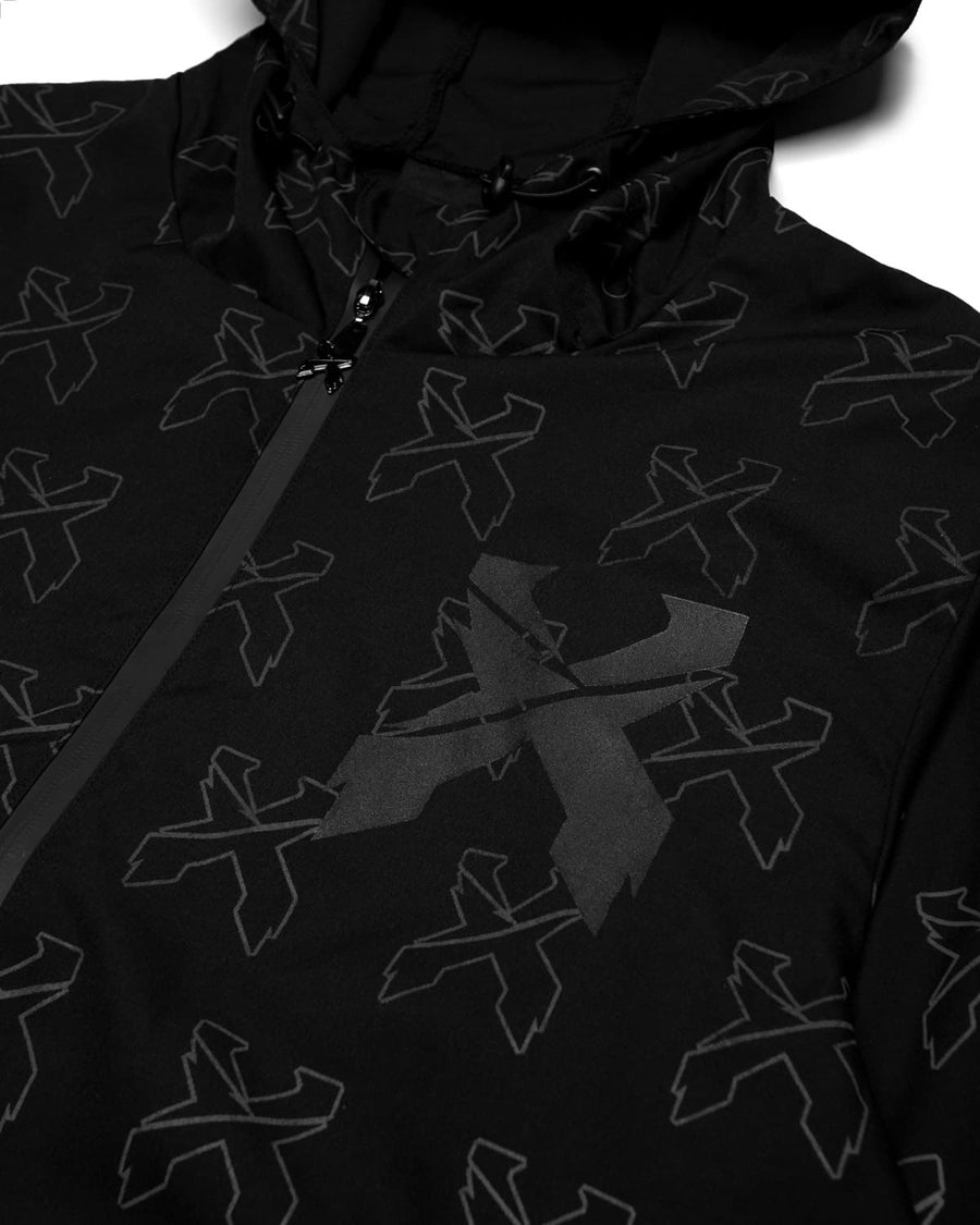 Sliced Logo All-Over Spectrum Reflective Zip Up Jacket (Black)