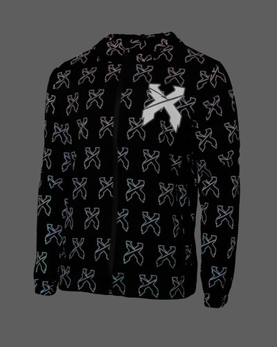 Sliced Logo All-Over Spectrum Reflective Zip Up Jacket (Black) - Excision