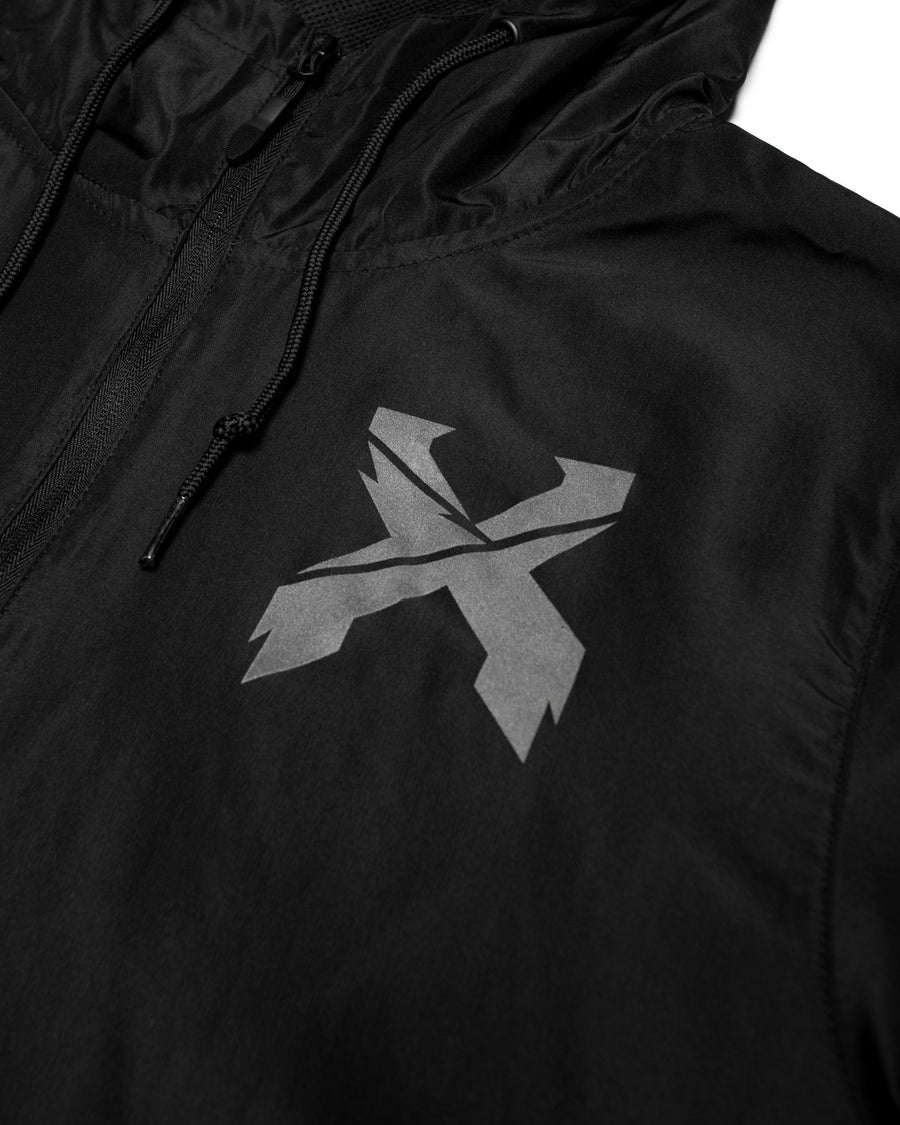 Sliced Logo Reflective Lightweight Pullover Anorak Jacket (Black)