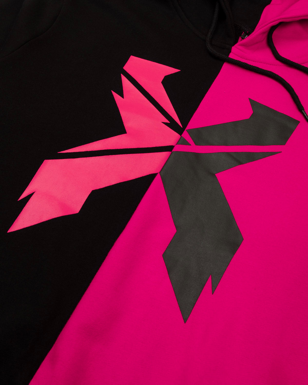 Pink and outlet black split hoodie