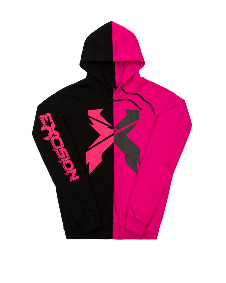 Sliced Logo Split Hoodie (Black/Pink)
