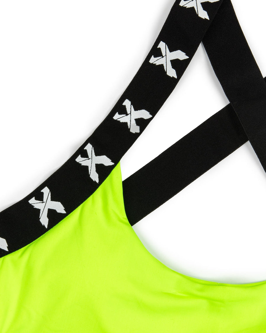 Sliced Logo X Cross Sports Bra (Neon Green/Black)