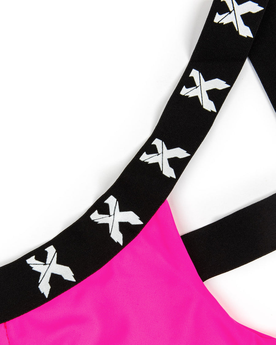 Sliced Logo X Cross Sports Bra (Pink/Black)