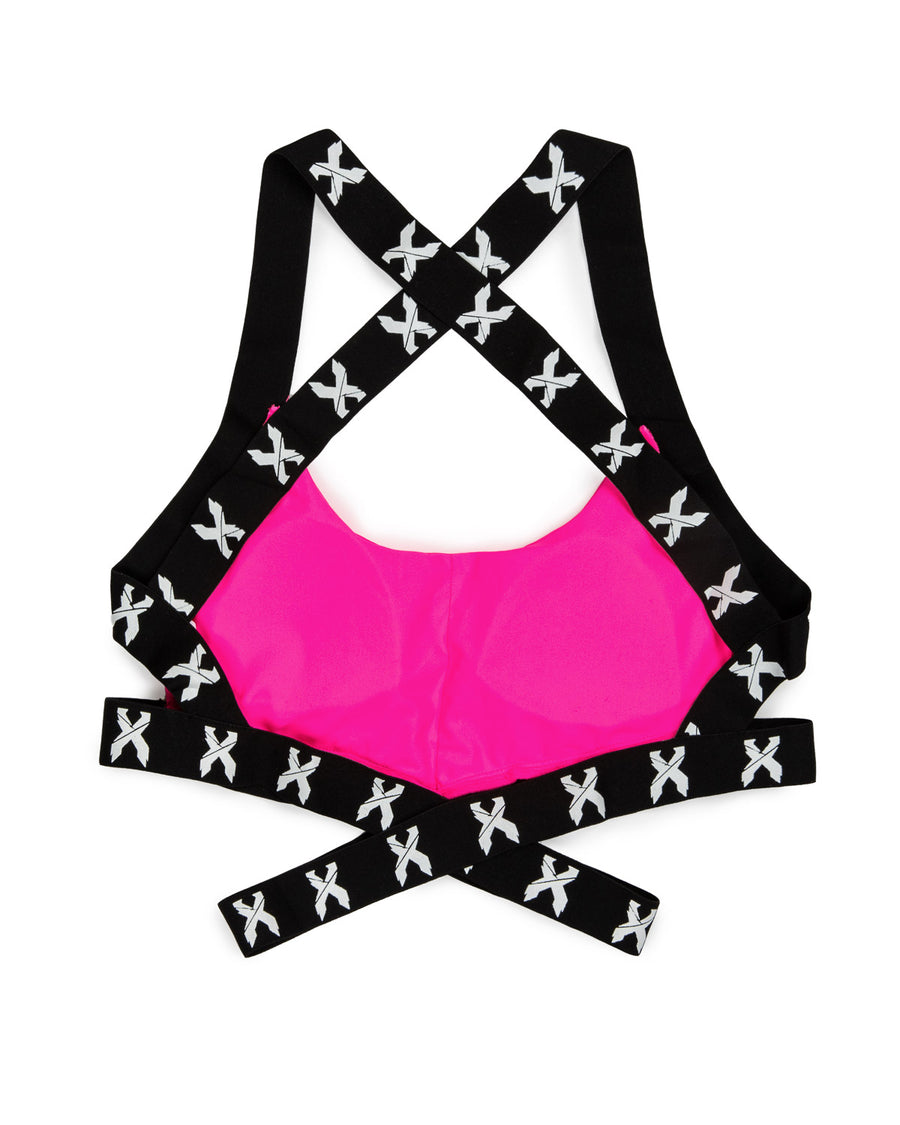 Sliced Logo X Cross Sports Bra (Pink/Black)