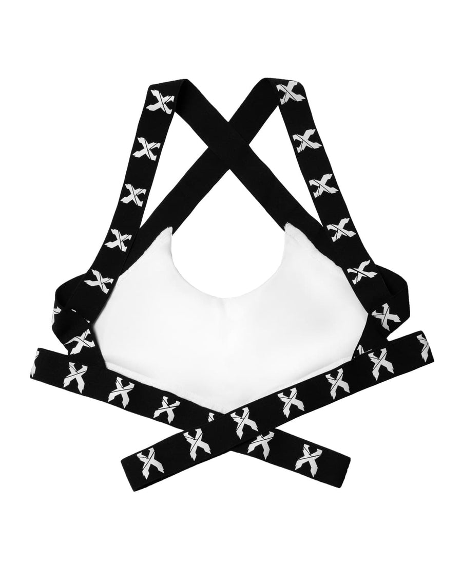 Sliced Logo X Cross Sports Bra (White/Black)