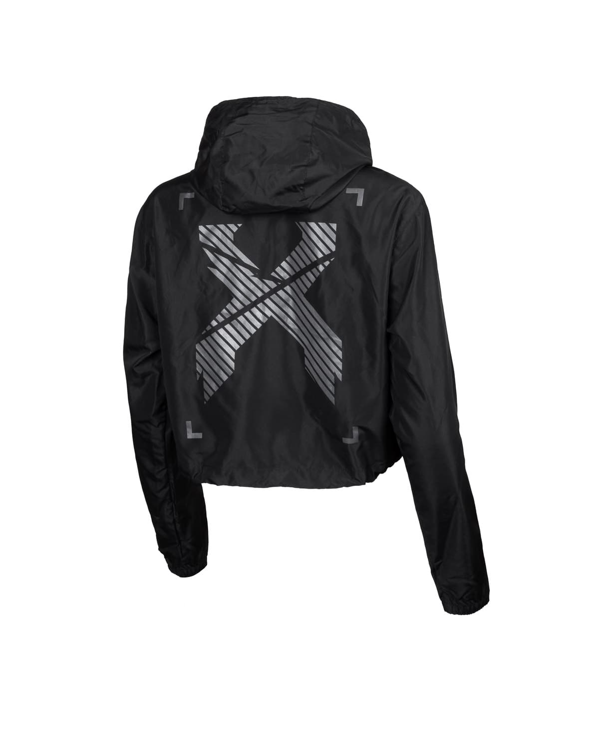 Sliced Logo Reflective Women's Lightweight Crop Anorak Jacket (Black)