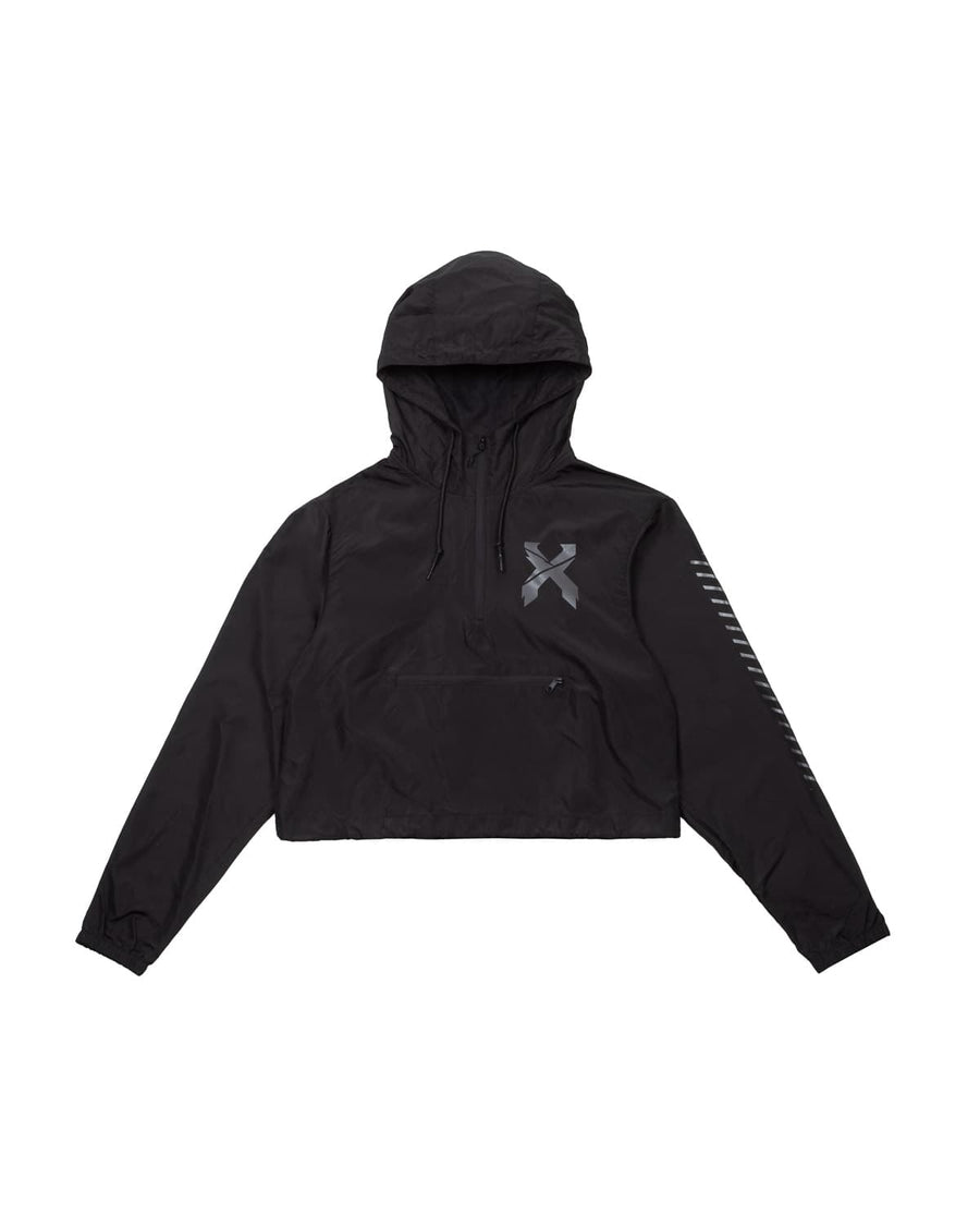 Sliced Logo Reflective Women's Lightweight Crop Anorak Jacket (Black)