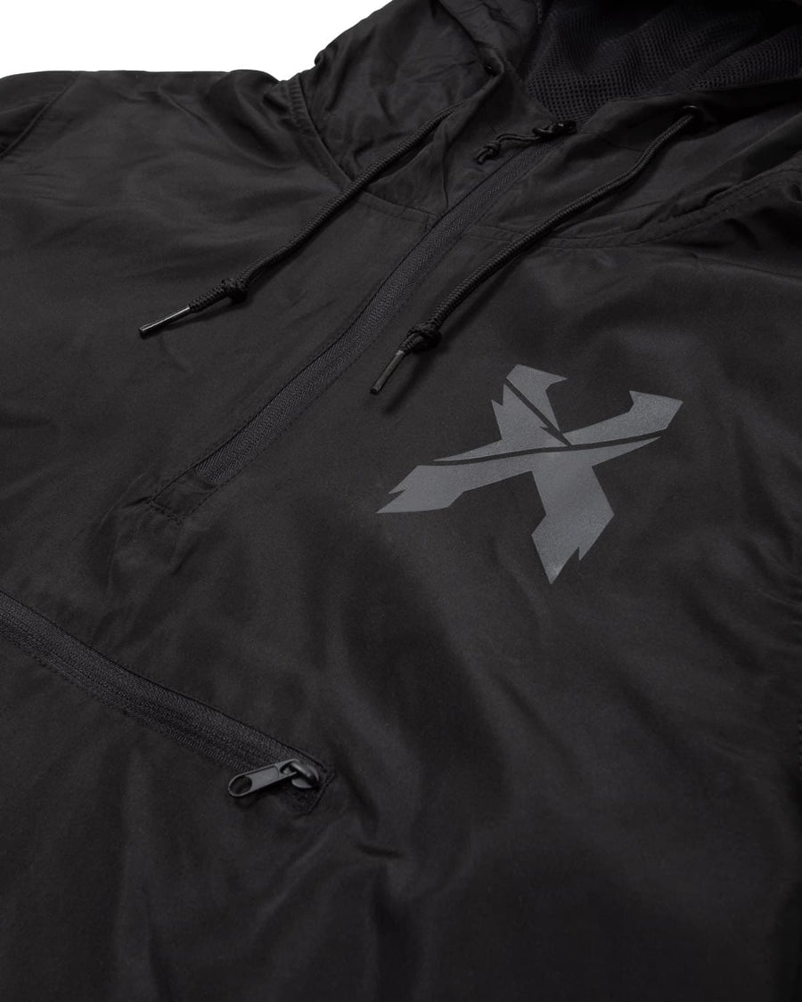 Sliced Logo Reflective Women's Lightweight Crop Anorak Jacket (Black)