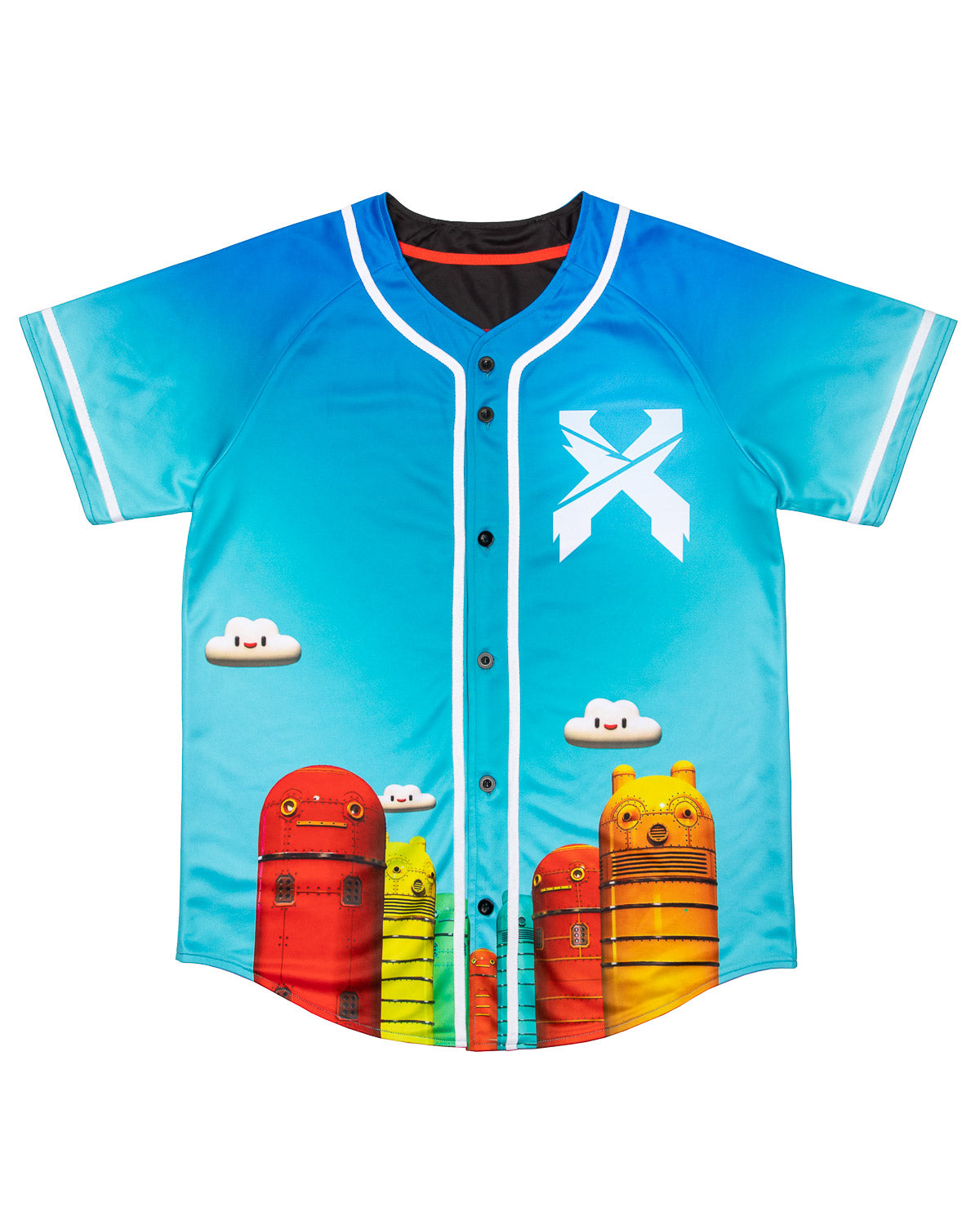 Reversible Home Robot Baseball Jersey (Red/Blue) - Excision