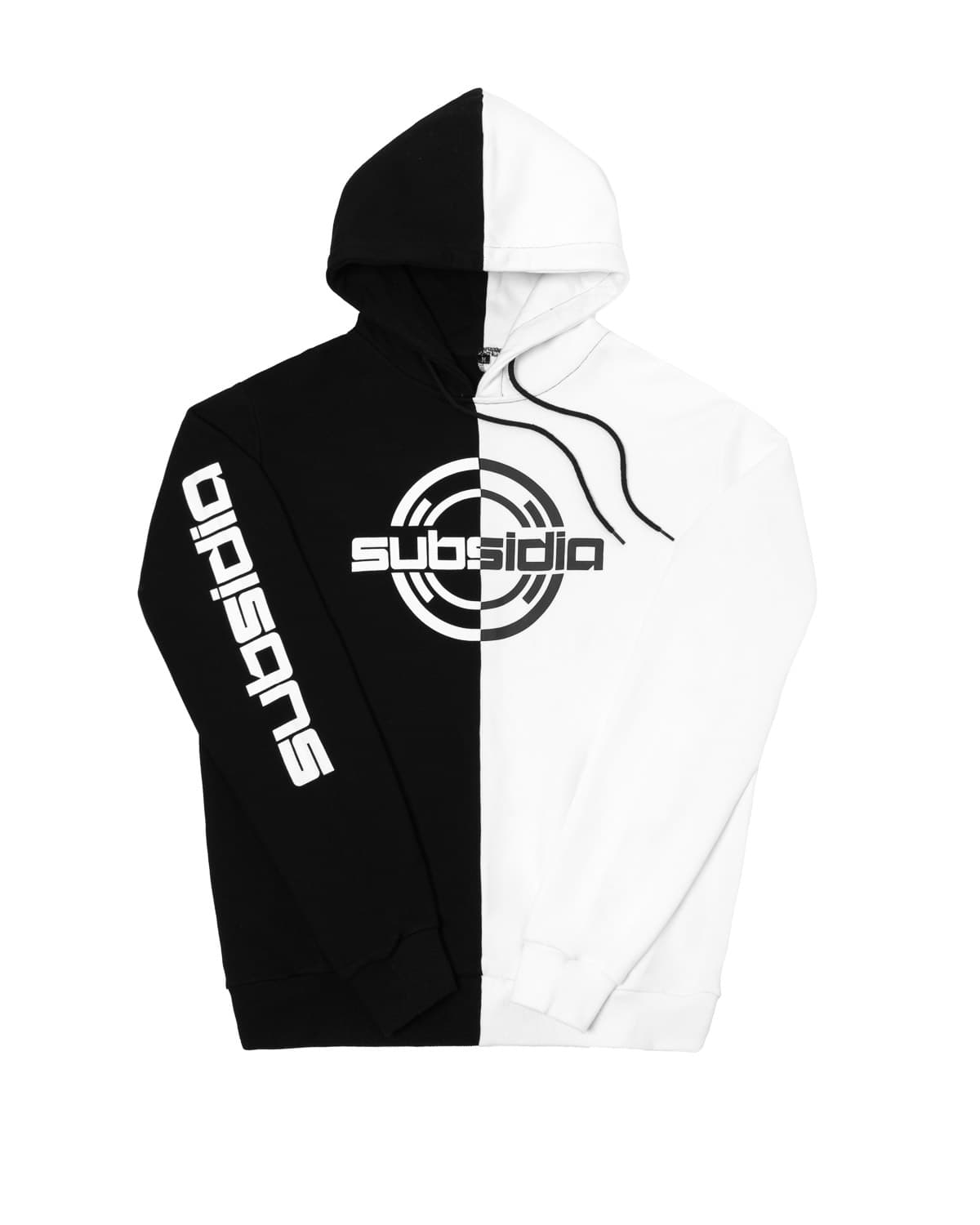 White and discount black split hoodie